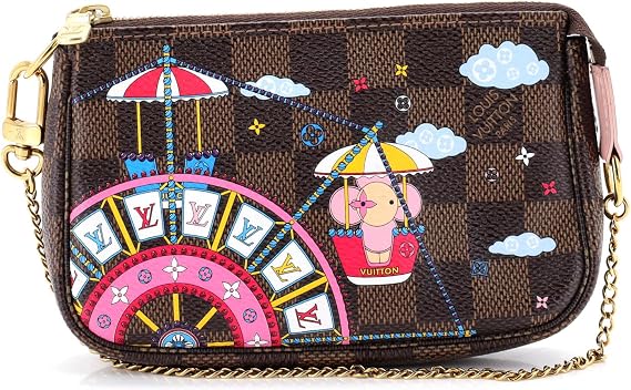 Pre-Loved Pochette Accessoires Limited Edition Vivienne Xmas Damier Mini, Brown