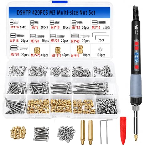 M3 Heat Set Threaded Insert Kit for 3D Printed Parts, 420-Piece