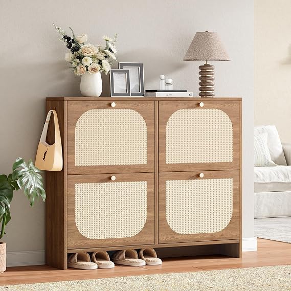 Nicetree Shoe Cabinet Storage for Entryway, Narrow Shoe Organizers with 4 Flip Drawers
