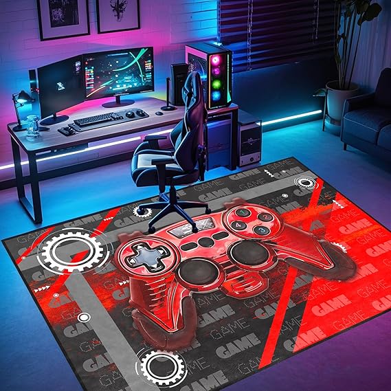 Gamer Rug Floor Rugs for Boys 3D Gamepad Red Small Carpet for Bedroom Floor Mat Doormats Kids Room Gaming Controller Game Player Black Living Room Mat Home Decor Sofa Mats, 2'x3'