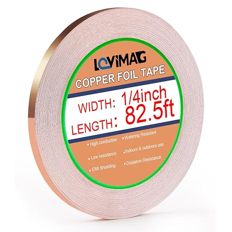 LOVIMAG Copper Tape (1/4inchX82.5FT) HVAC Foil Anti Tarnish Strips