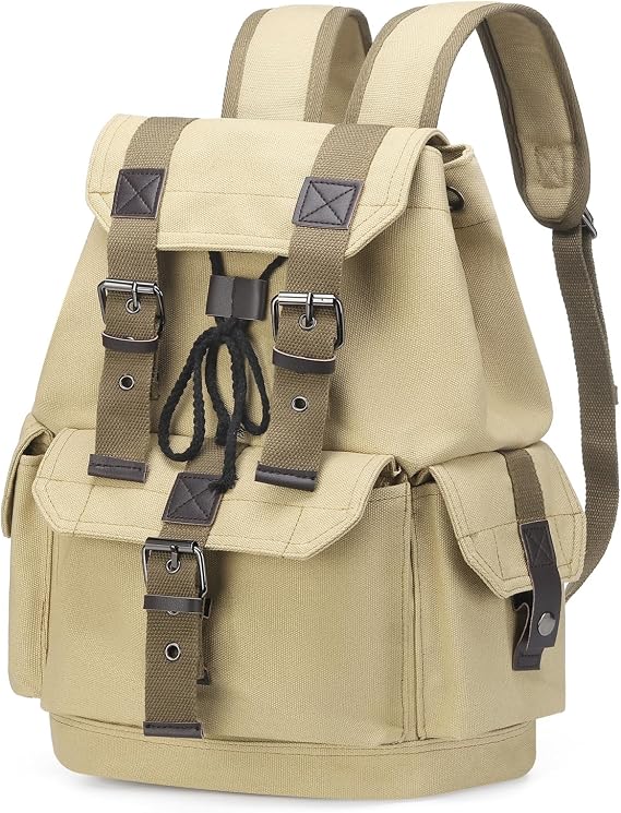 Canvas Backpack,Vintage Casual Daypack Durable Travel Rucksack