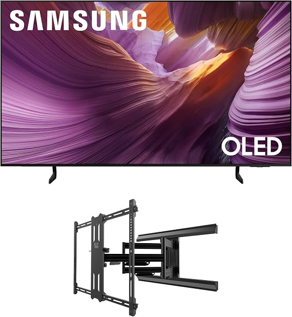 Samsung QN77S85FAEXZA 77 Inch OLED HDR 4K Smart TV with a Kanto PMX700 Pro Series Full Motion Dual Stud Mount (2025)