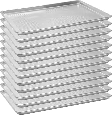 12 Pack Full Size Baking Sheet Pans Perforated, Aluminum Commercial Cookie Sheets Non-Stick, 26x18