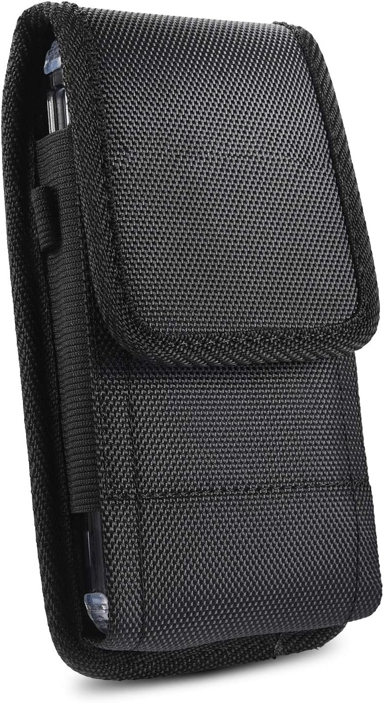 Cell Phone Belt Holster Compatible with iPhone 13 12 11, Nylon Belt Case with Belt Clip and Loop Carrying Pouch Holder for Galaxy S10 Plus s10S8  S9 Note 8 wProtective Case on