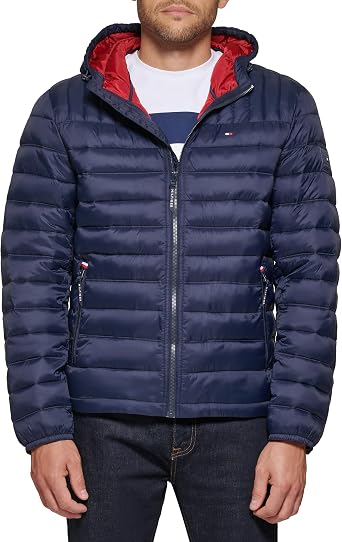 Tommy Hilfiger Mens Tommy Hilfiger Mens Water Resistant Ultra Loft Filled Hooded Puffer Jacket