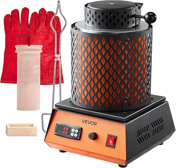 VEVOR Electric Melting Furnace, 3kg Electric Metal Smelter Foundry, 1350W 2102F/1150C Smelting Furnace Kit for Gold/Silver Jewelry & Copper/Aluminum Casting