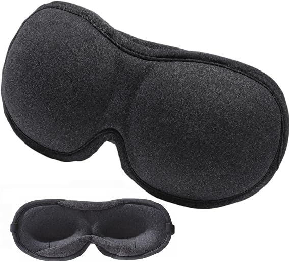 Ultra-Thin 3D Sleep Mask for Side Sleepers Women Men, Contoured Eye Mask for Lash Extensions, Light Blocking, Soft Breathable Lightweight Eye Mask for Sleep, Travel, Meditation,Airplane (Black)