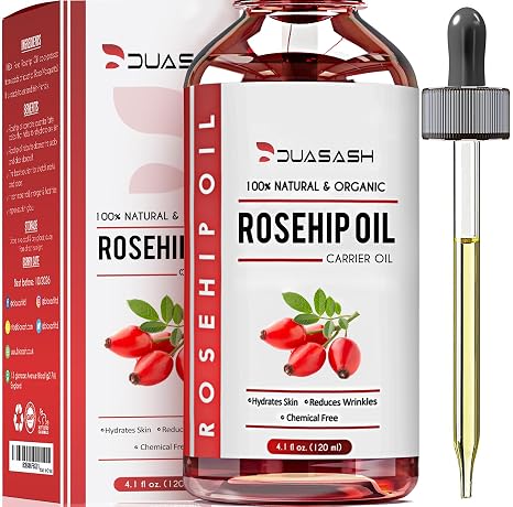 Hagebuttenöl Bio Kaltgepresst 120ml 100% Rein Rosehip Oil Natürliches unraffiniertes Hagebuttenkernöl für Gesicht Körper Haut Haare Nägel Wildrosenöl Vegan Hexanfreies Anti-Aging Anti-Falten