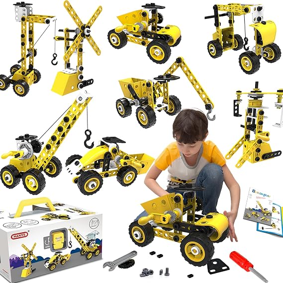 choopheme 10 in 1 Stem Toys for 5 6 7 8 9+ Year Old Building Block Kit Stem Activities Projects Boy Toys Age 4-8 5-7 6-8 8-10 Creative Set Educational Engineering Excavator Construction Birthday