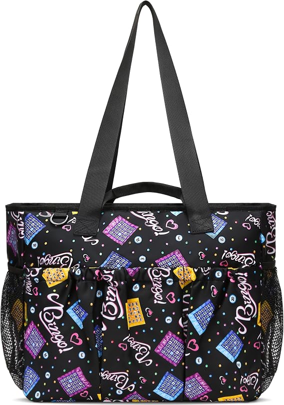 Bingo Tote Bag with Pockets for Daubers and Accessories