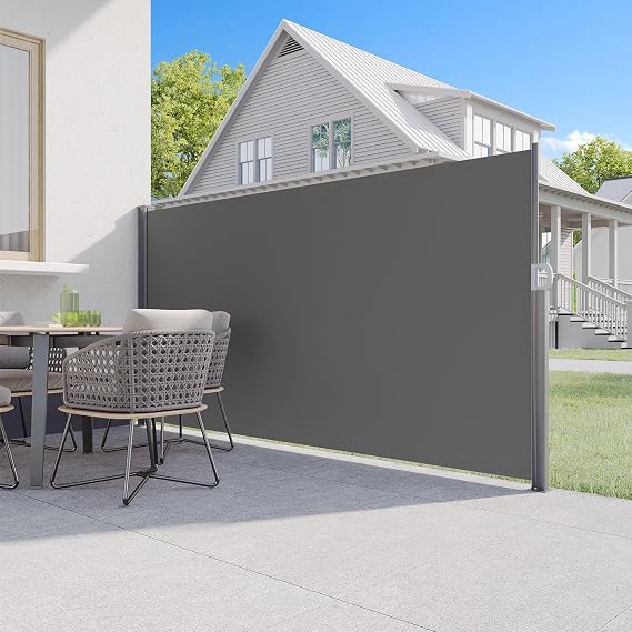 U-MAX Retractable Side Awning, 118"x 71" Privacy Screen Outdoor, Grey