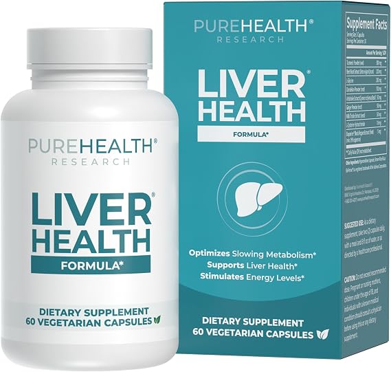 PUREHEALTH RESEARCH Liver Health Liver Cleanse Detox & Repair Supplement | Liver Support with Milk Thistle, Turmeric Powder, Dandelion, Artichoke, Beet Root, Ginger, L Cysteine HCL - 60 Capsules