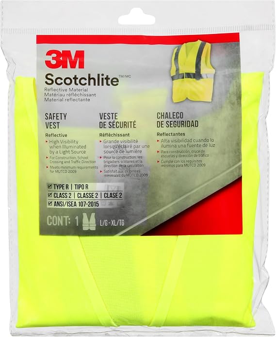 3M Reflective Vest Day/Night Safety Vest, 94616H1-DC, Hi-Viz Yellow