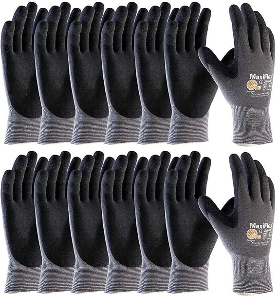 MaxiFlex 34-874 Seamless Knit Nylon Gloves with Nitrile Coat and Micro Foam Grip on Palm and Fingers Cut Resistance Grey MED 3