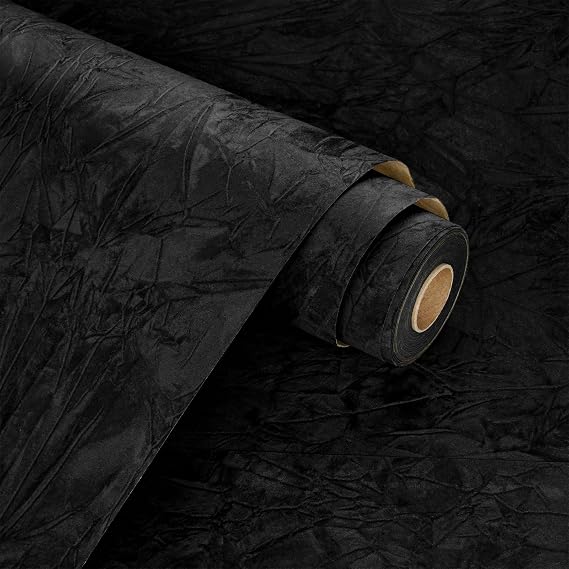 WESTICK Self Adhesive Black Velvet Fabric Liner Textured Soft Felt Drawer Liner for Dresser Jewelry Velvet Wallpaper Peel and Stick Black Flock Contact Paper for DIY Crafts Cabinets Walls 15.8" x 80"
