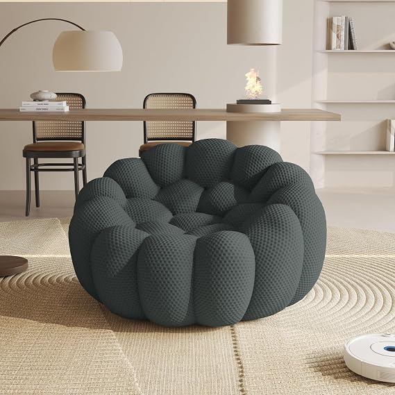 WJShome Bubble Couch,48' Modern Curved Sofa, Morden Lazy Floor Sofa, Memory Foam Bean Bag Floor Couch Lounge Chair for Living Room, Office, Apartment (Dark Gray)