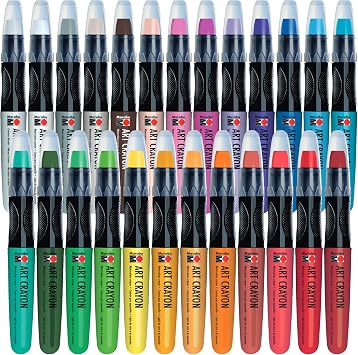 Marabu Watercolor Crayons Set - 26 Buttery Smooth Art Crayons - Ignite Your Imagination with Vivid, Water Soluble Crayons for Mixed Media Journals & Watercolor Paper