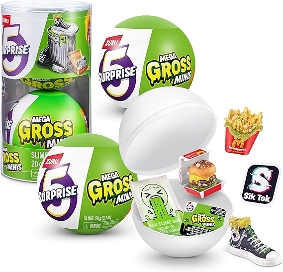 5 Surprise Mega Gross Minis by ZURU Boys Mystery Collectible Minis Brands Parody, Toys for Boys and Girls 3+, Halloween Toy