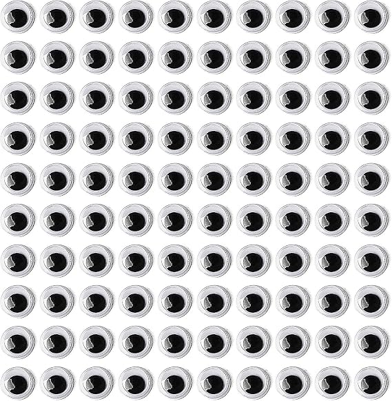 Vivixin Googly Eyes Self Adhesive 350pcs, Black Plastic Wiggle Googly Eyes for Crafts, Wiggle Googly Eyes, Large Googly Eyes Sticker for DIY (10mm)