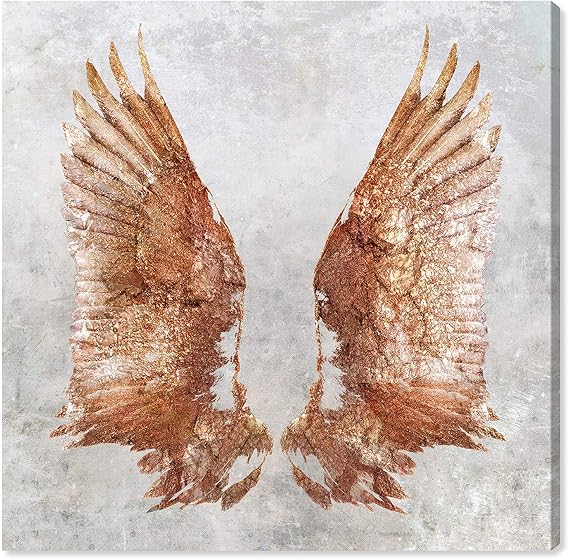 The Oliver Gal Artist Co. Gal 'Rose Gold Wings' The Fashion Wall Art Decor Collection Modern Premium Canvas Art Print,Copper,12" x 12",14331_12x12_CANV_XHD