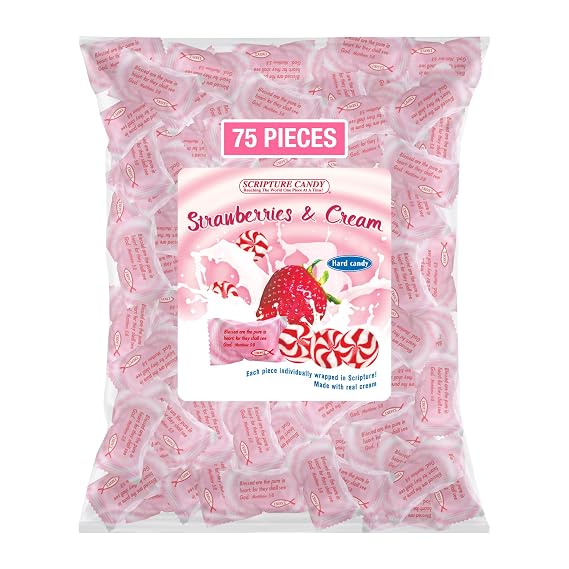 Scripture Candy, Strawberries & Cream 1 Pound Bag, 75 Pieces