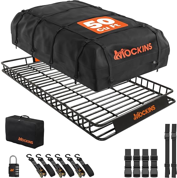 Mockins 90"x50"x5" XXL Heavy Duty Roof Rack Cargo Carrier w/ 250 Lbs. Cap