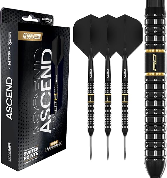 RED DRAGON Darts - Ascend Switch Points Series 23g | Powered by Winmau | Parallel | 90% Tungsten Professional Darts - NitroFlite Integrated Flight/Shaft | Darts Steel Tip Dart Flights & Shafts