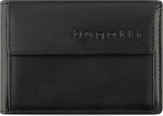 bugatti Super Slim Mini Leather Wallet - Small Wallet with RFID Protection, Black