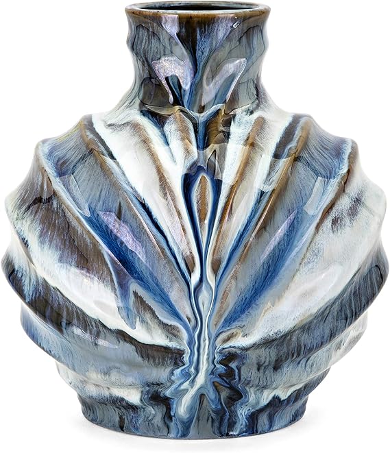 Imax 13904 Myla Medium Vase, Medium Multi-Color Reactive Glaze Finish Exudes Sophistication in This Decorative Vase, Decorative Vase, 11" H x 9.5" D, Multi/Color