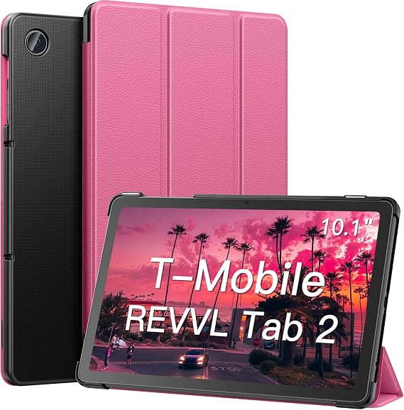MoKo Case for T-Mobile Revvl Tab 2 2025 Tablet 10.1 Inch, Slim Lightweight Leather Cover Full Protector Trifold Stand with Auto Wake/Sleep for Revvl Tab 2 Tablet 2025 Released, Magenta
