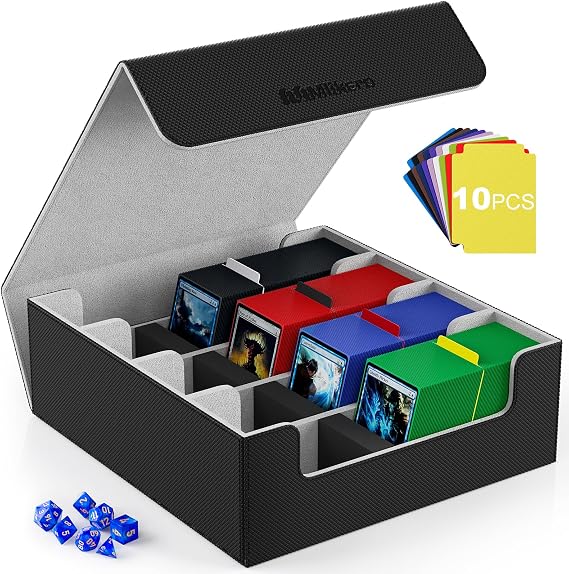 1000 Black Sleeves and 4 Rows Card Case Grey