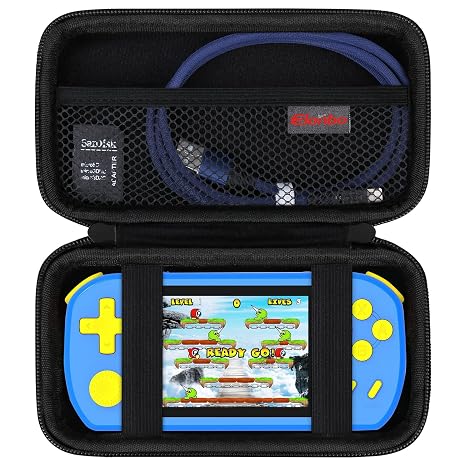 Elonbo Carrying Case for TEBIYOU/ WELLSTG/ TaddToy/ Beijue/ FAMILY POCKET/ CCTU/ X-JOYKIDS/ GREENCREEK/ Beico/ KAVOYI/ GuaiyeyeAP Handheld Game Console, Portable Electronic Gaming Player Bag, Black
