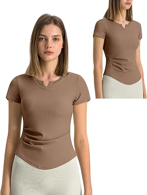 Workout Tops for Women Short Sleeve Athletic Tee Slim Cutting Summer Running Gym Fitness Yoga Sports T-Shirt