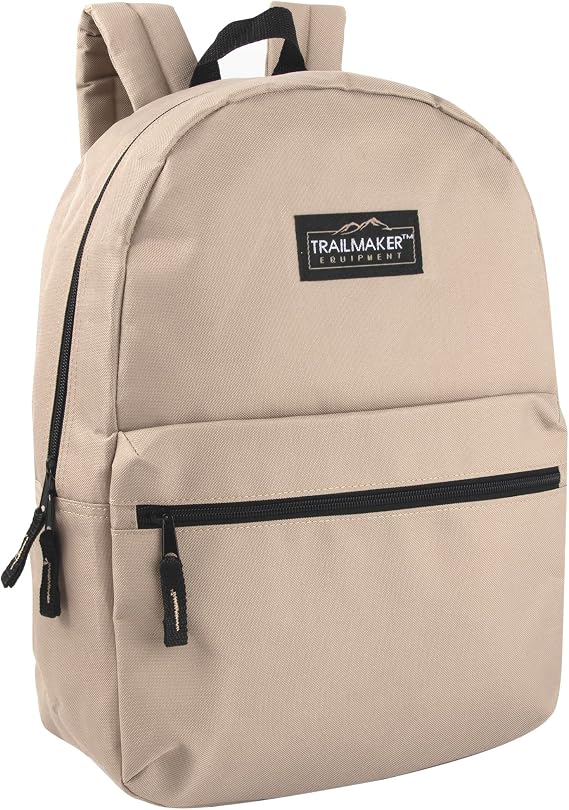 Classic Vintage Backpack for Adults and Kids with Adjustable Padded Shoulder Straps | School Bookbags for Girls, Boys (Khaki)
