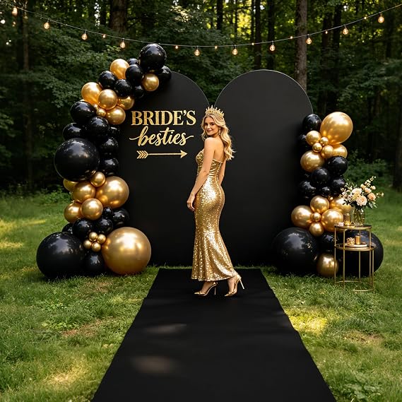 Extra Thick Black Carpet Runner for Party Felt Non-Slip Rubber Backed Aisle Runway Rug for Step, Proposal & Wedding Decorations, Hollywood Oscars Runway,Reusable (Black, 3 X 10 FT)