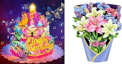 Airpark Birthday Cards & Pop Up Bouquet Card, Lillies & Lupines