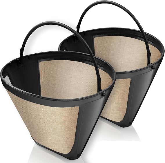 2-Pack #4 Reusable Permanent Cone Coffee Filters - Compatible with Cuisinart 1014 Cup Brewers (DCC-3200, DCC-1200, DCC-3400) & Ninja Coffee Makers - Stainless Steel Mesh, Dishwasher-Safe by GoodCups