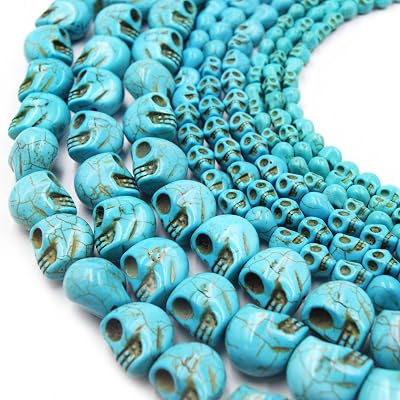 Howlite Skull Beads - Dyed Skull Shaped Beads Available in Sizes 8mm, 10mm, 15mm, and 18mm. 8mm x 10mm Turquoise
