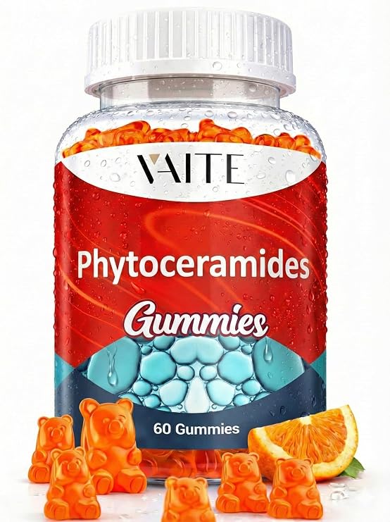 Phytoceramides Supplements Skin Hydration - 1000mg Gummies for Radiance & Youthful, Plant-Based Beauty Antioxidant Supplement for Women & Men, Supports Smoothness & Texture, 60 Vegan Chewables