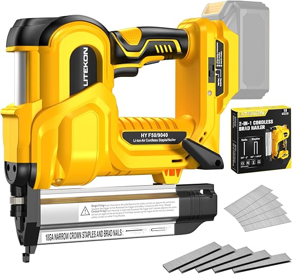 2-in-1 Cordless Brad Nailer & Staple Gun for MAKITA 18V Battery(No Battery) - 18 Gauge 2" Electric Nail Gun - Brushless High Power Nailer Gun with 1000 Nails/Staples, Adjustable Depth, 2 Modes