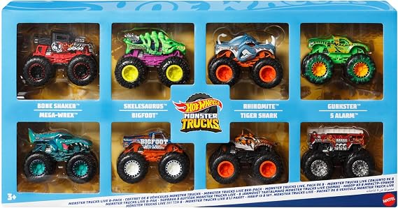 Hot Wheels Monster Trucks 8-Pack of 1:64 Scale Die-Cast Toy Trucks
