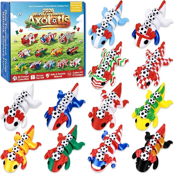 12PCS Soccer 3D Printed Axolotl Fidget