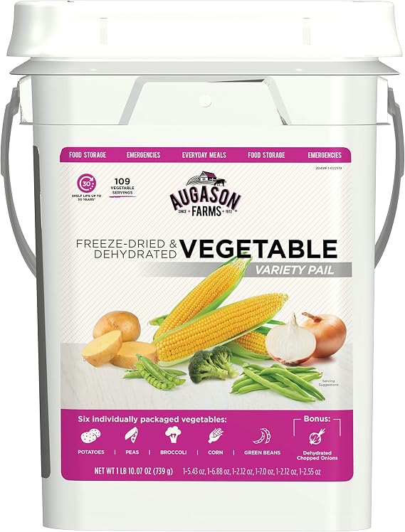 Augason Farms Freeze Dried Vegetable Variety Pail, Emergency Food Supply, Everyday Meals