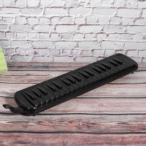 Melodica, 37 Key Wind Musical Instrument Ergonomic Design Blowpipe Melodica with Bag F37s(black)