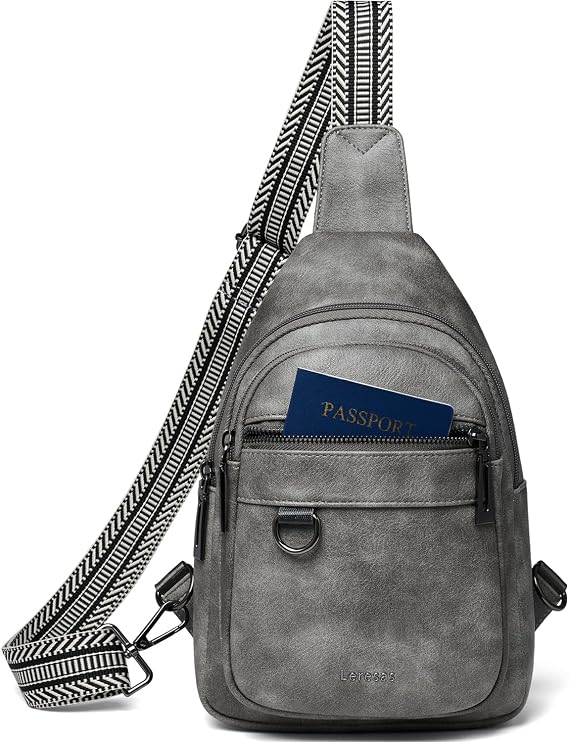 Leresas 7L Sling Bag for Women Men Vegan Leather Crossbody Bags Fanny Pack Purse Backpack Over Shoulder Bag Travel Anti Theft