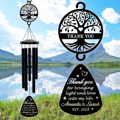 Personalized Thank You Gifts for Women Men, 37 Custom Wind Chimes Thank You Gift, Appreciation Gifts for Employee Coworkers Colleague Teachers Nurses,Thanksgiving Day Gift for Family Friends