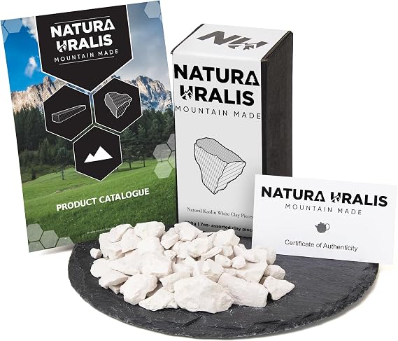 Natura Uralis Kaolin White Clay | 7oz of Natural White Clay, Pure White to Off-White - Amazing Crunch, Satisfying Earthy, Velvety and Firm Texture, ASMR Sensation