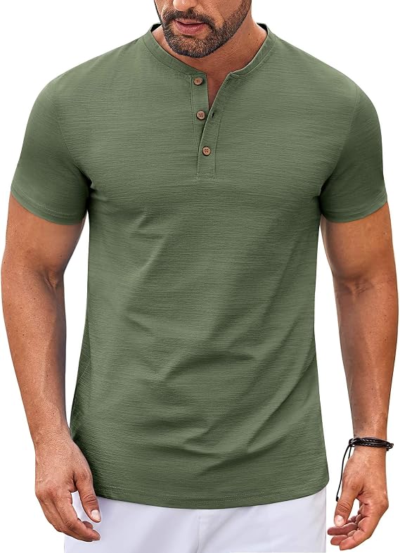 COOFANDY Mens Henley Shirts Short Sleeve Casual Stylish Tshirt Lightweight Summer Basic Tee Tops