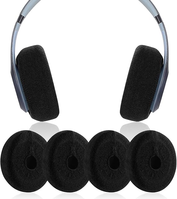 Earpads Sweater Cover Protectors with Stretchable Knit Fabric for Beats Studio 3/2 Bose QC35 25 15 Headphones and Other Headsets with 3-4 Inch Ear Cushions [ 2 Pairs ] (Black)
